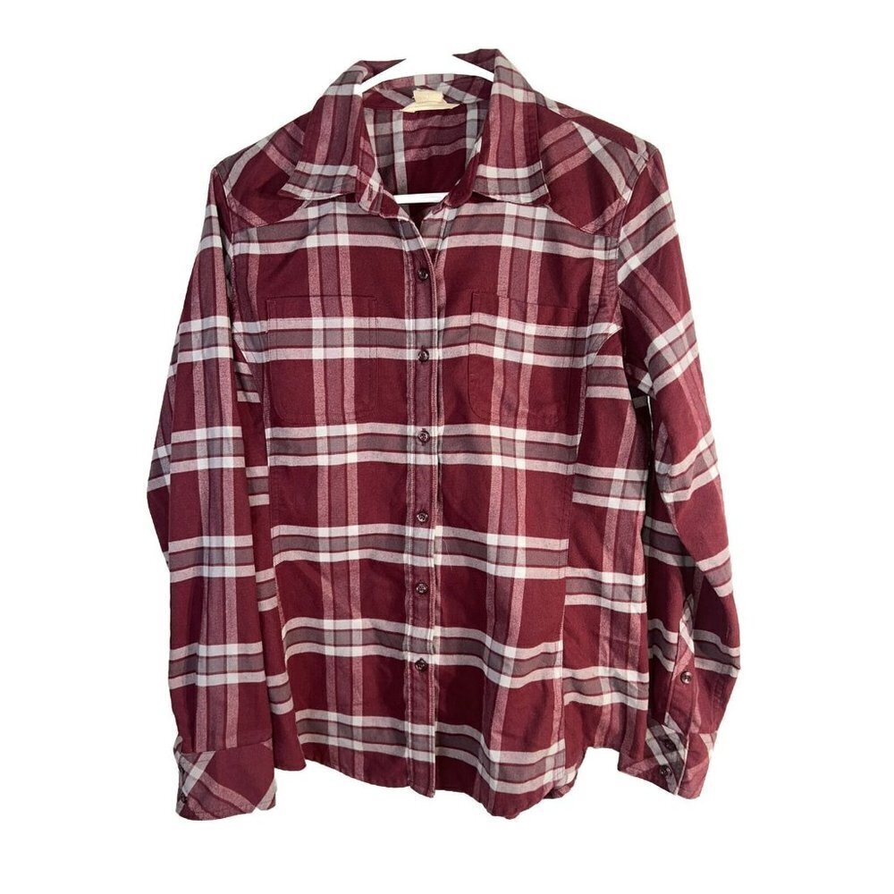 Ascend Medium Flannel Button Down Long Sleeve Plaid Shirt Women’s Hiking Y